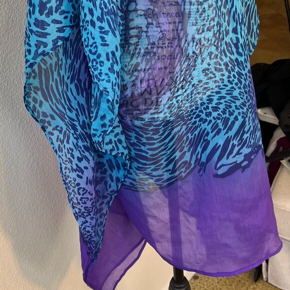 Blue and Purple Women's Swim Cover-Up Resort Wear One Size - Picture 7 of 7